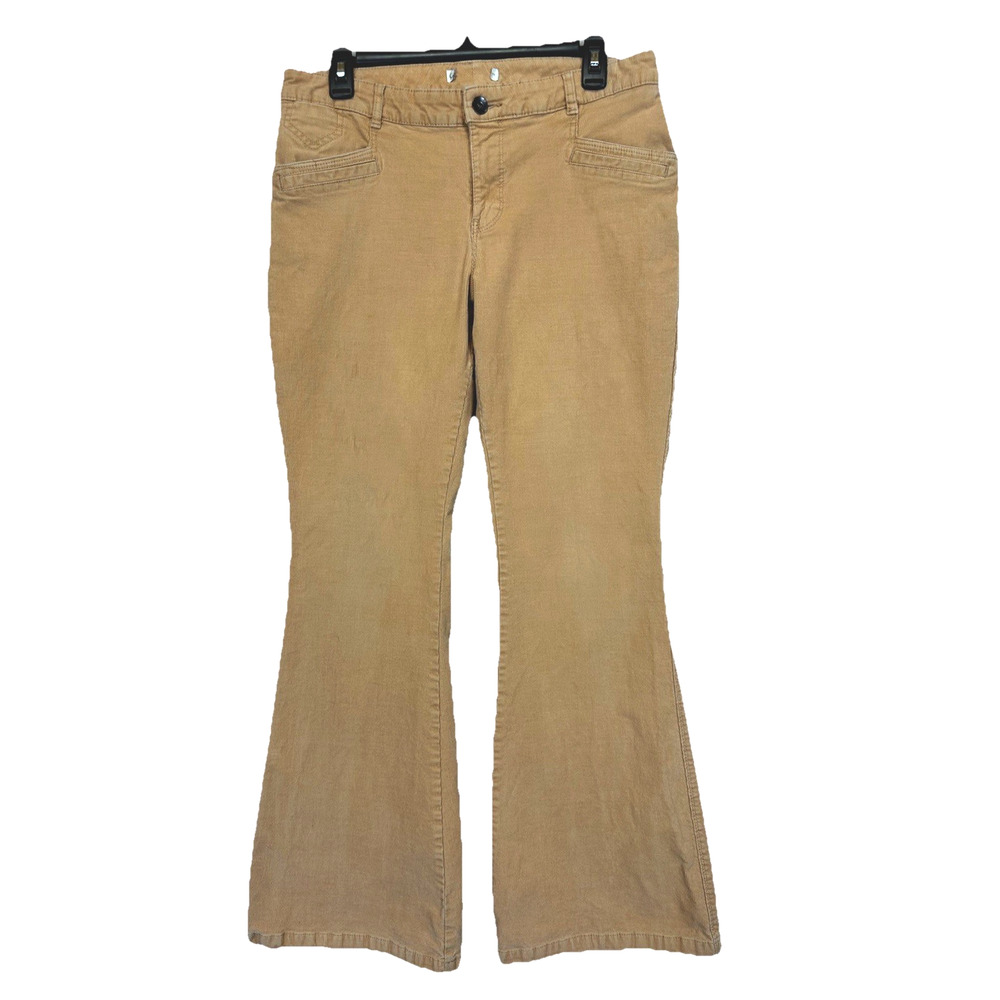 Womens CATO Sz 8 Gold Wheat Corduroy Pants Flare Mid Rise 32” Inseam